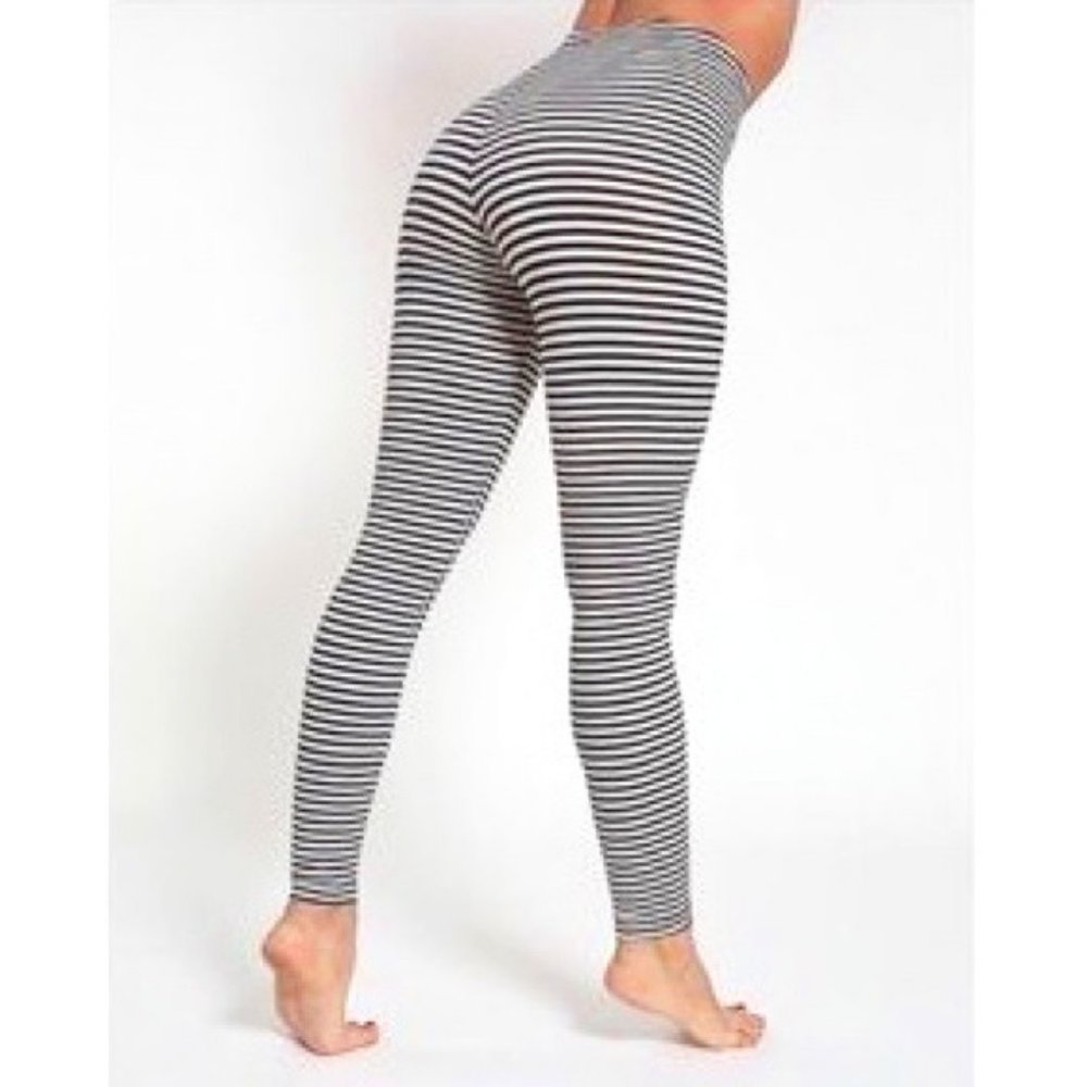 American Apparel Black & White Striped Leggings (Deadstock)